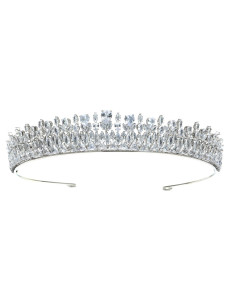 Tiara eleganta Snowdrops, model ingust cu cristale si flori