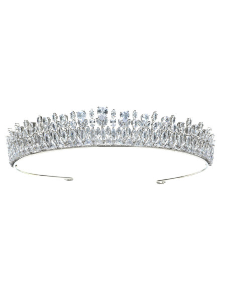 Tiara eleganta Snowdrops, model ingust cu cristale si flori