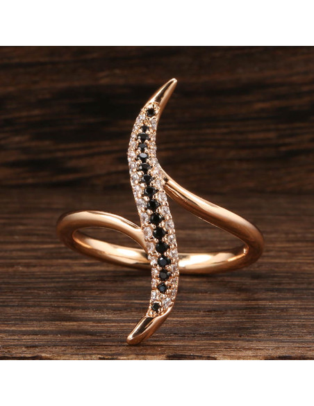 Inel elegant, model fantezie cu siruri de cristale de zirconie cubica