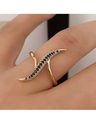 Inel elegant, model fantezie cu siruri de cristale de zirconie cubica