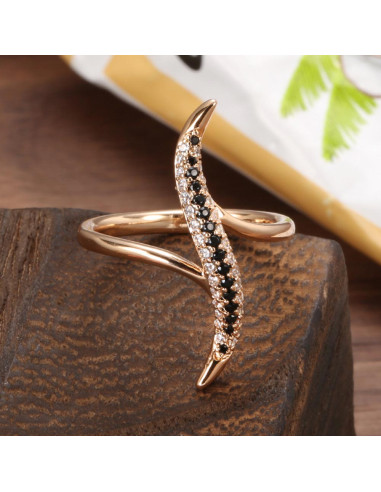 Inel elegant, model fantezie cu siruri de cristale de zirconie cubica