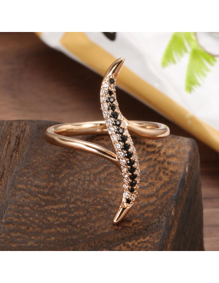 Inel elegant, model fantezie cu siruri de cristale de zirconie cubica