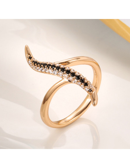 Inel elegant, model fantezie cu siruri de cristale de zirconie cubica