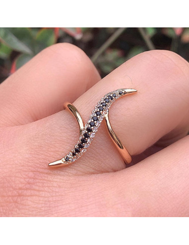 Inel elegant, model fantezie cu siruri de cristale de zirconie cubica