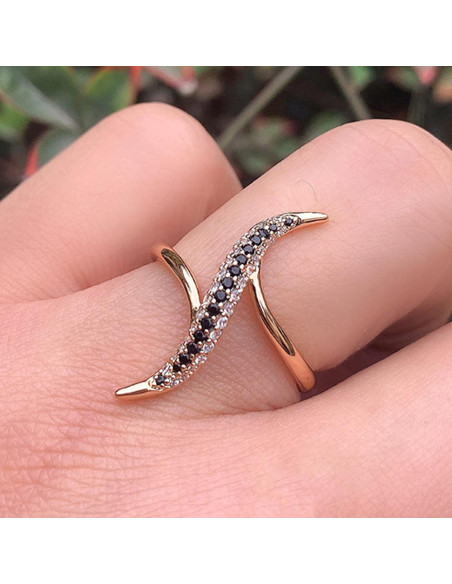 Inel elegant, model fantezie cu siruri de cristale de zirconie cubica
