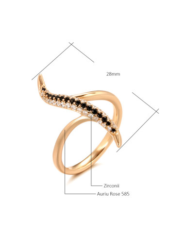 Inel elegant, model fantezie cu siruri de cristale de zirconie cubica