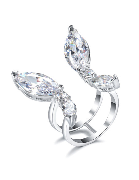 Inel elegant, model deschis, fluture cu aripi de zirconie cubica