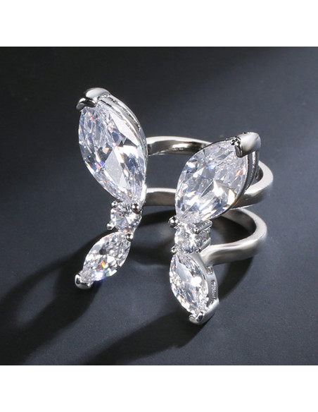 Inel elegant, model deschis, fluture cu aripi de zirconie cubica