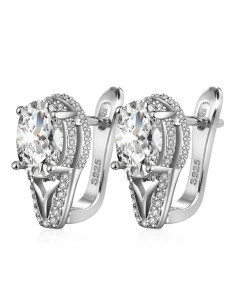 Cercei de mireasa eleganti, model alungit, cu cristal oval de zirconie cubice