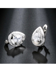 Cercei de mireasa eleganti, model picatura, cu cristale lacrima de zirconie cubica 2