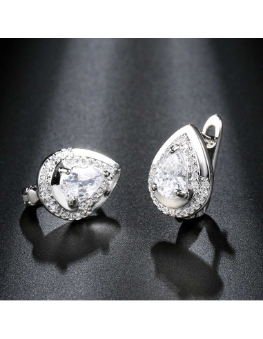 Cercei de mireasa eleganti, model picatura, cu cristale lacrima de zirconie cubica