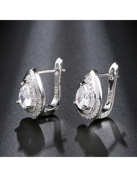 Cercei de mireasa eleganti, model picatura, cu cristale lacrima de zirconie cubica