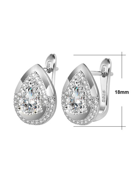Cercei de mireasa eleganti, model picatura, cu cristale lacrima de zirconie cubica