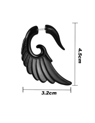 Ear expander fals, model tribal aripa mare din plastic negru