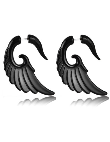 Ear expander fals, model tribal aripa mare din plastic negru