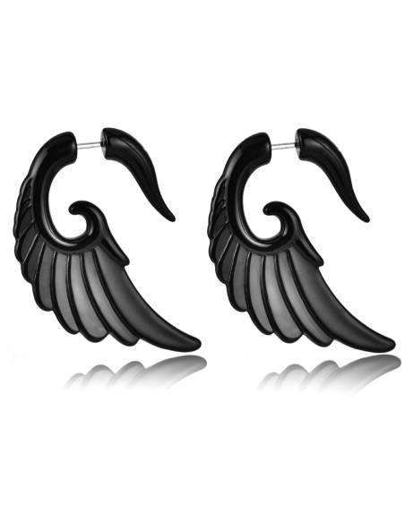 Ear expander fals, model tribal aripa mare din plastic negru