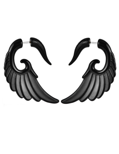 Ear expander fals, model tribal aripa mare din plastic negru