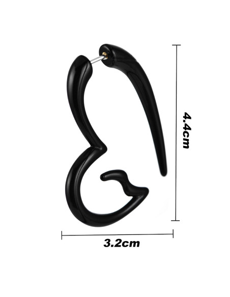 Ear expander fals, model tribal inima din plastic negru