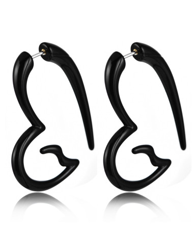 Ear expander fals, model tribal inima din plastic negru