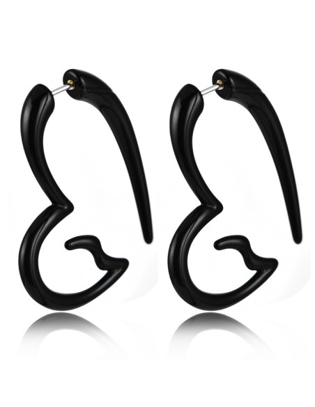 Ear expander fals, model tribal inima din plastic negru