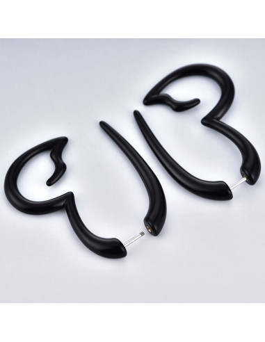 Ear expander fals, model tribal inima din plastic negru