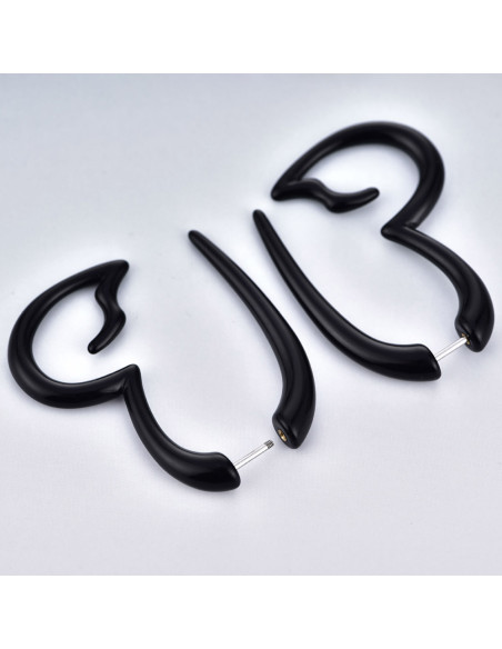Ear expander fals, model tribal inima din plastic negru