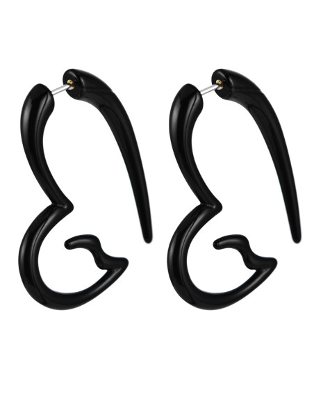Ear expander fals, model tribal inima din plastic negru