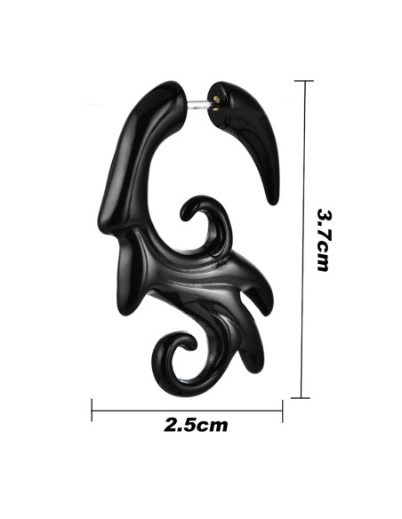 Ear expander fals, model tribal inflorat din plastic negru