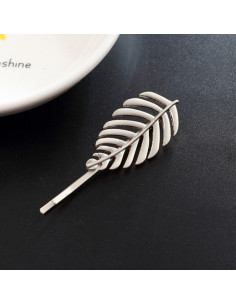 Agrafa pentru par, aurie, cu frunza de ficus, model boho 2