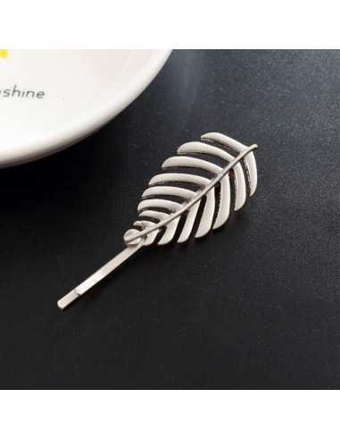 Agrafa pentru par, aurie, cu frunza de ficus, model boho
