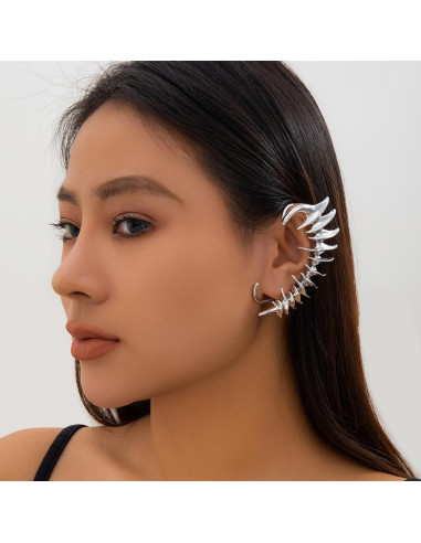 Cercei ear cuff wrap, model punk cu tepi lungi