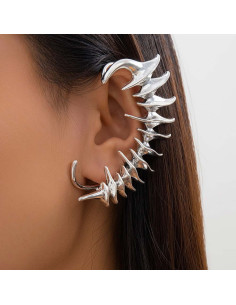 Cercei ear cuff wrap, model punk cu tepi lungi