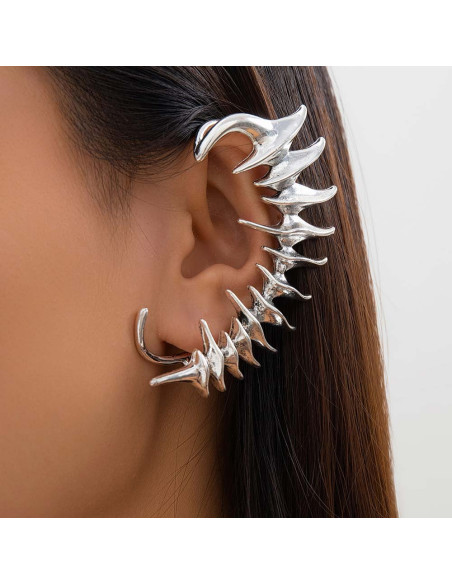 Cercei ear cuff wrap, model punk cu tepi lungi