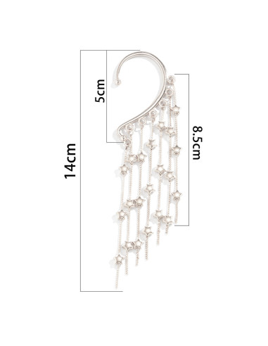 Ear cuff elegant, carlig cu 7 lantisoare si stelute metalice