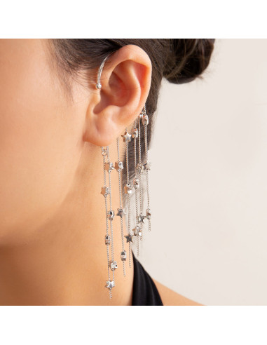 Ear cuff elegant, carlig cu 7 lantisoare si stelute metalice