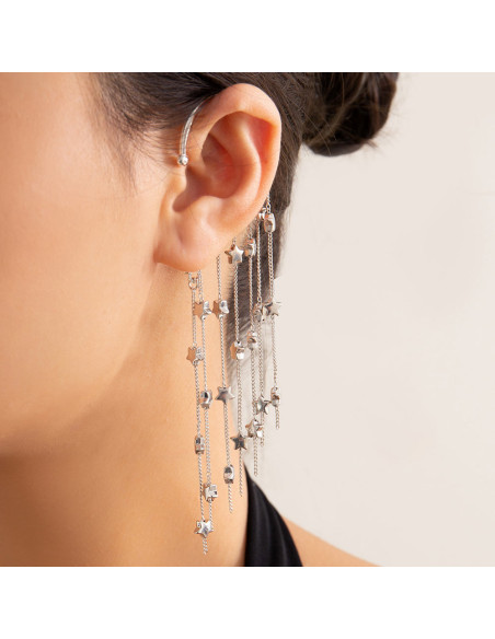 Ear cuff elegant, carlig cu 7 lantisoare si stelute metalice