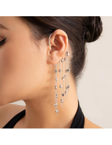 Ear cuff elegant, carlig cu 7 lantisoare si stelute metalice