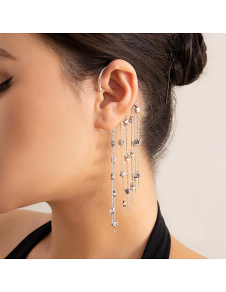 Ear cuff elegant, carlig cu 7 lantisoare si stelute metalice
