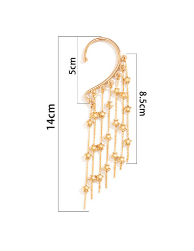 Ear cuff elegant, carlig cu 7 lantisoare si stelute metalice