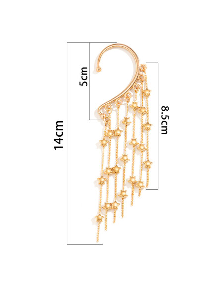 Ear cuff elegant, carlig cu 7 lantisoare si stelute metalice