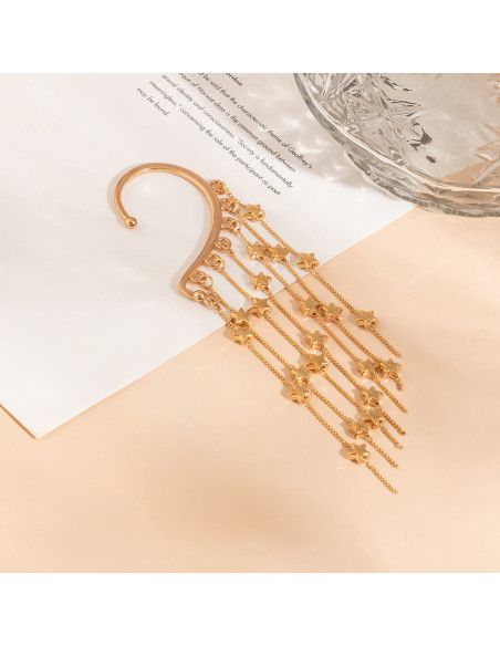 Ear cuff elegant, carlig cu 7 lantisoare si stelute metalice