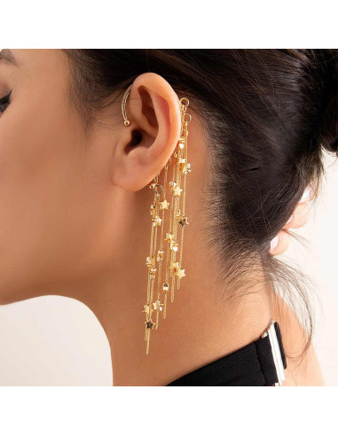 Ear cuff elegant, carlig cu 7 lantisoare si stelute metalice