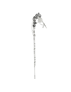 Cercel ear cuff wrap, hand made, ureche de elf din fir metalic, cu flori, frunze si lantisoare 2