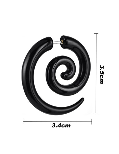 Ear expander fals, model tribal spirala din plastic negru