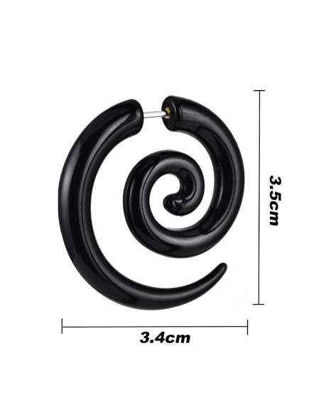 Ear expander fals, model tribal spirala din plastic negru