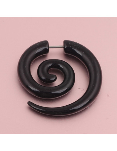 Ear expander fals, model tribal spirala din plastic negru