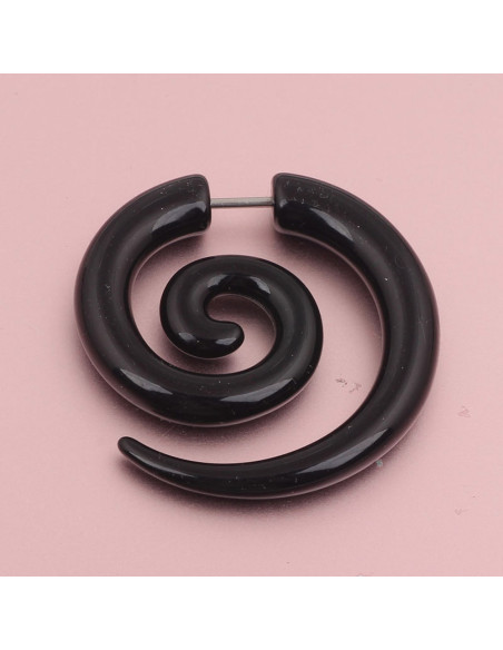 Ear expander fals, model tribal spirala din plastic negru
