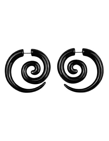 Ear expander fals, model tribal spirala din plastic negru