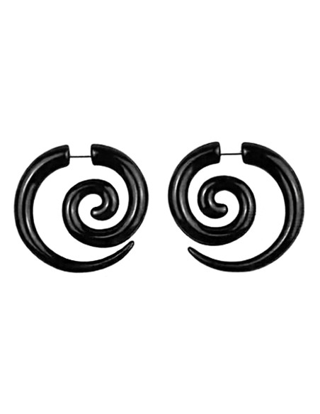 Ear expander fals, model tribal spirala din plastic negru