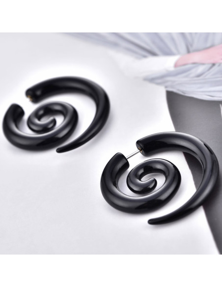 Ear expander fals, model tribal spirala din plastic negru